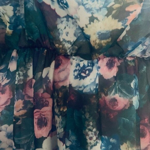 Nordstrom Let Them Eat Cake Open Cold Shoulder‎ Floral Pattern Flowy Romper SZ M - Picture 11 of 16